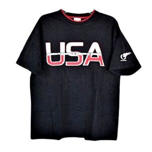 T-Shirt Short Sleeve Crew Neck USA Cycling Team Blue Red Unisex Size Large